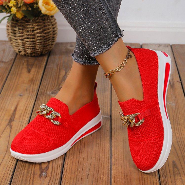 Fashion Women Sneakers Mesh Breathable Knit Designer Shoes for Woman Lightweight Soft Sole Flats Women's Shoes Anti-Slip Casual Sneakers