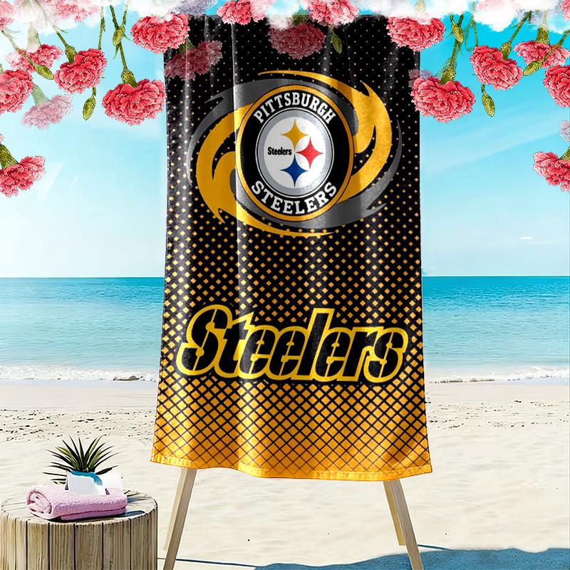 Pittsburgh Steelers Print Beach Towel, Large Soft Quick Dry Towel for Beach Camping Swimming