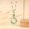 Ping An Buckle Necklace Women'S Retro Ethnic Style Versatile Temperament Imitation Hetian Jade Pendant