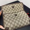 [Pre-Owned] Neo Vintage Series Gold Foil Logo Monogram Tiger Head Decorative Striped Shoulder Strap Canvas And Leather Messenger - Very Good #1T1XW3R