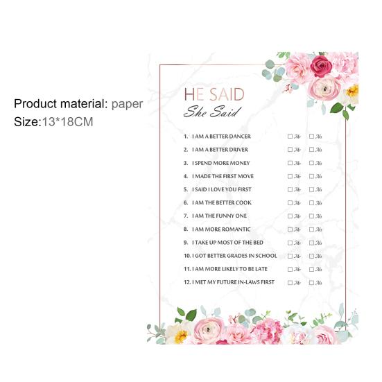 10 шт. свадебных игровых карт, напечатанных изысканным мастерством, цветочный дизайн, не выцветающий, надежный свадебный