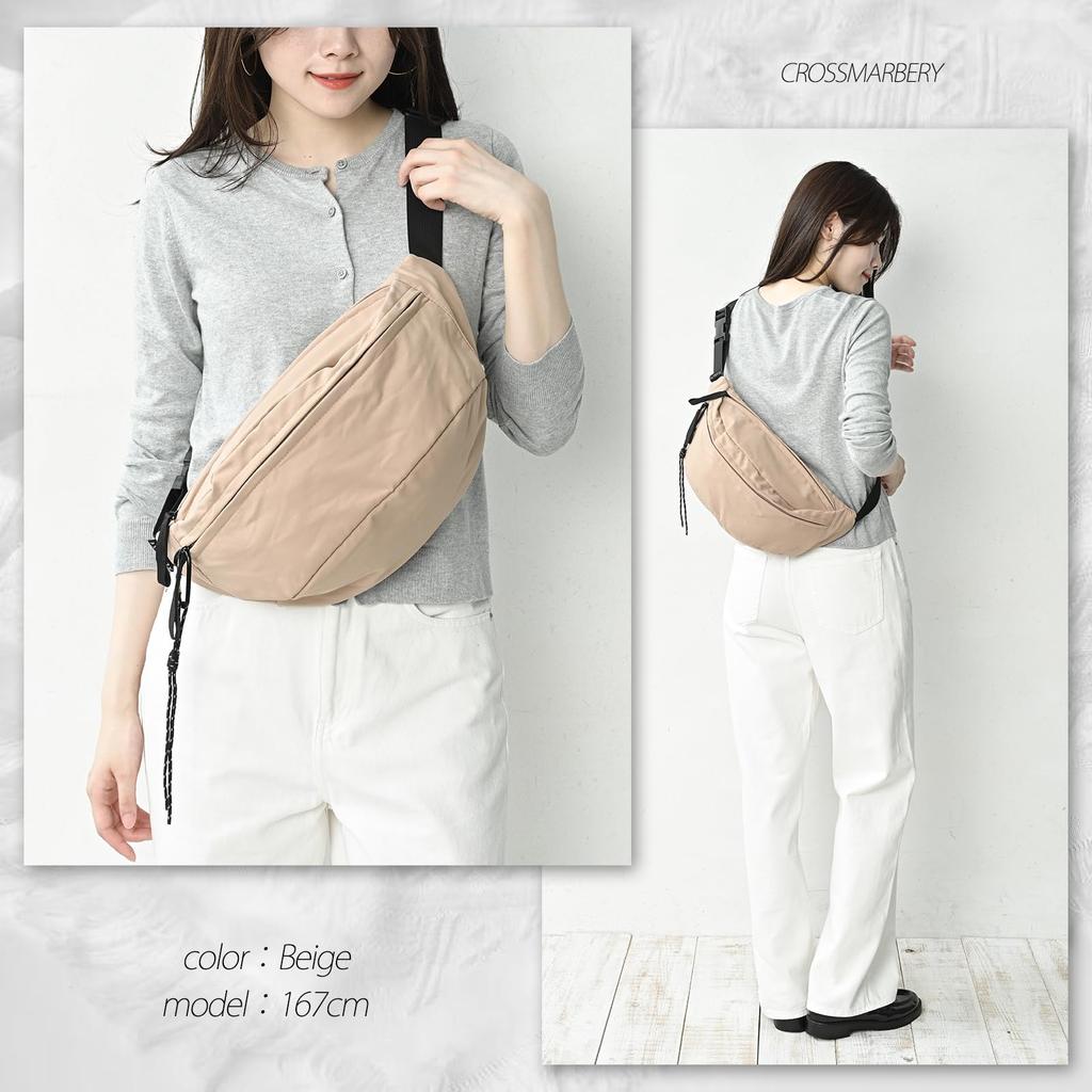 Сумка для тела для больших пластиковых поездок на работу бежевый [Cross Marberry] для женщин, легкая, стильная, вместительная, для мам, нейлон, через плечо, красивая, милая, большая,