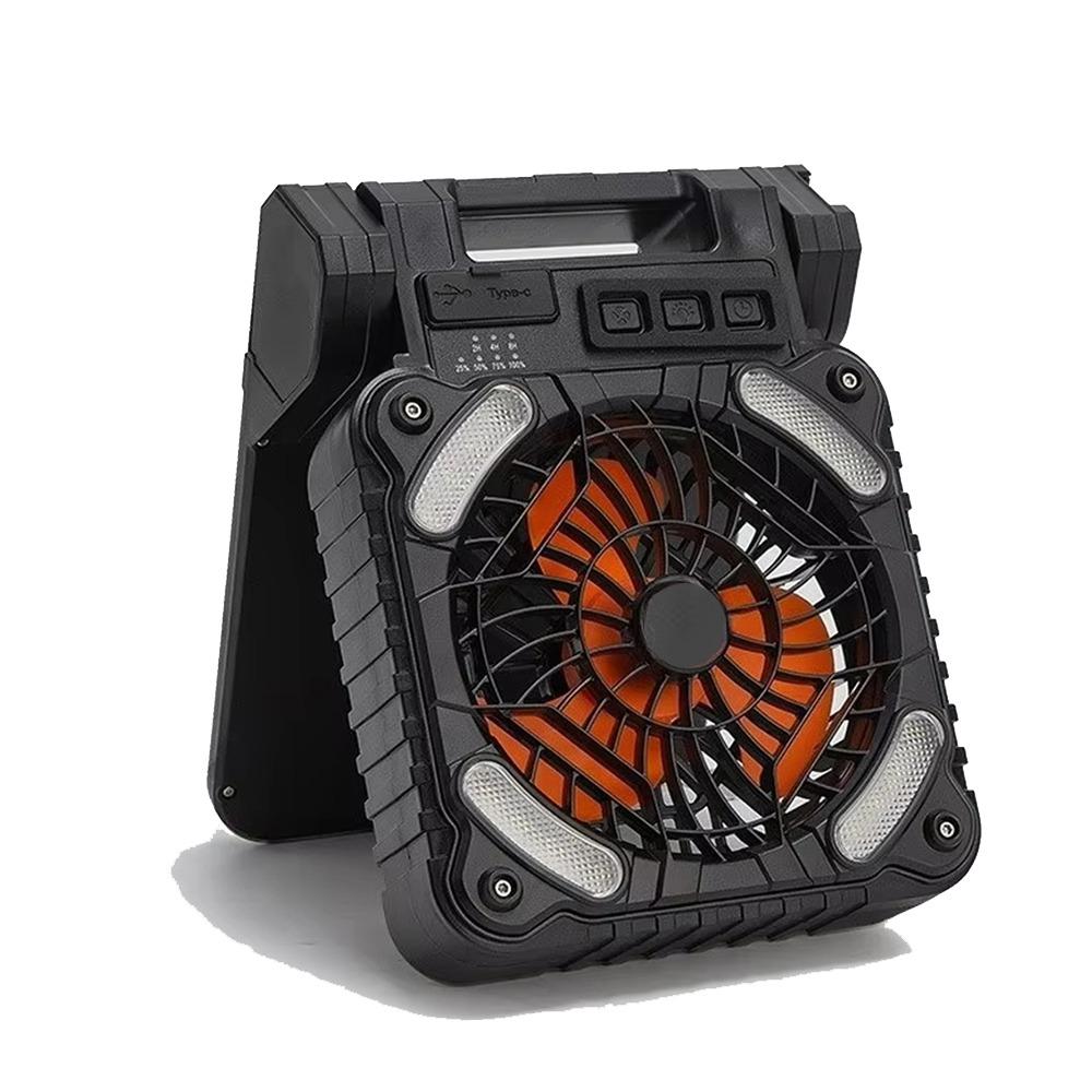 90° Folding Camping Fan with LED Light 5200mAh Portable Tent Fan Outdoor Solar Fan Picnic Trip
