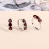 Bolaijewelry Simple Design Natural Garnet Ring Earrings Jewelry Set 925 Sterling Silver Fashion Women's Fine Jewelry