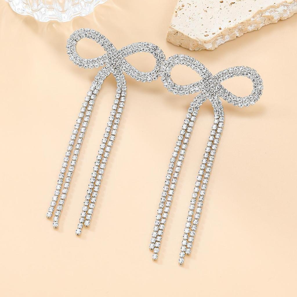 Серьги Super Flash Claw Chain Bow Tassel - Свадебные украшения из Европы и Америки
