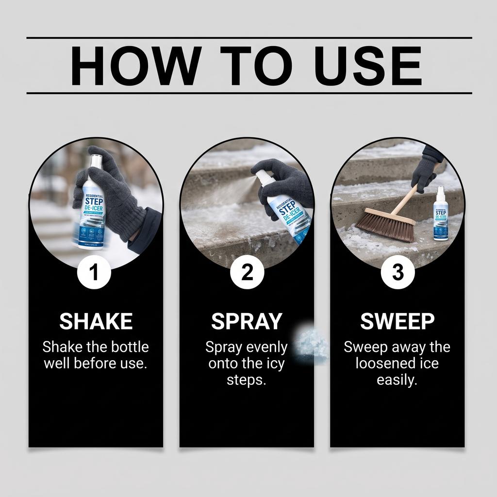 Household step de-icing spray, convenient for spraying on household steps, outdoor use, and provides stable de-icing performance even