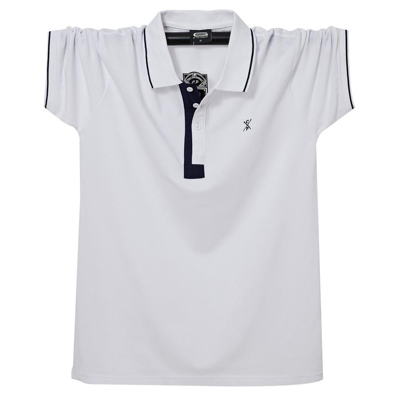 Мужская рубашка-поло свободного кроя из хлопка больших размеров с воротником-лацканами — дышащая и впитывающая пот для повседневной носки