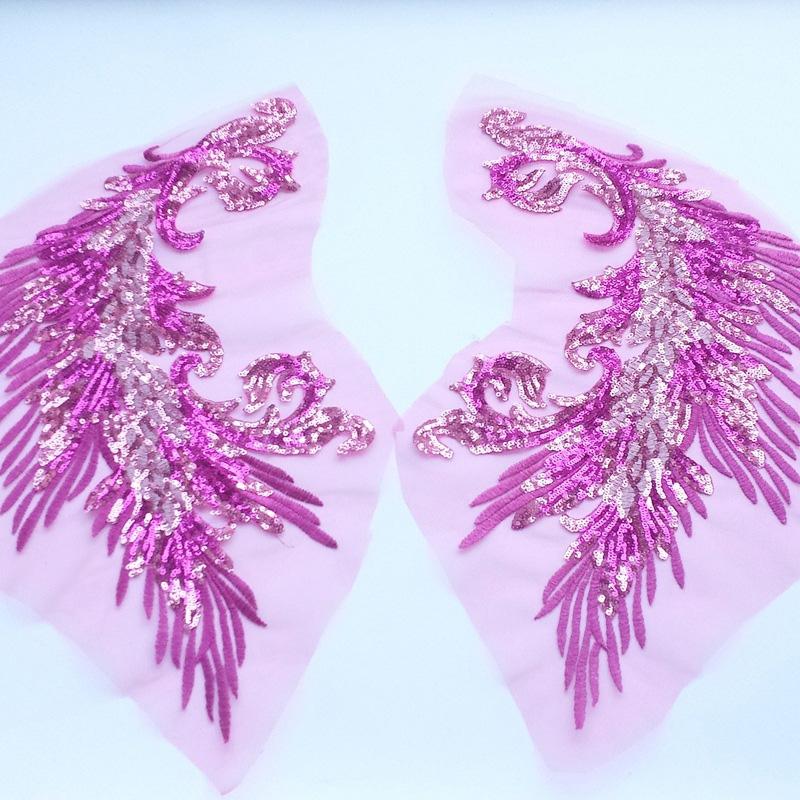 Вышитые нашивки Швейные аксессуары Перья Пайетки Кружево Рукоделие Хвост Феникса Сделай сам Пайетки Нашивки