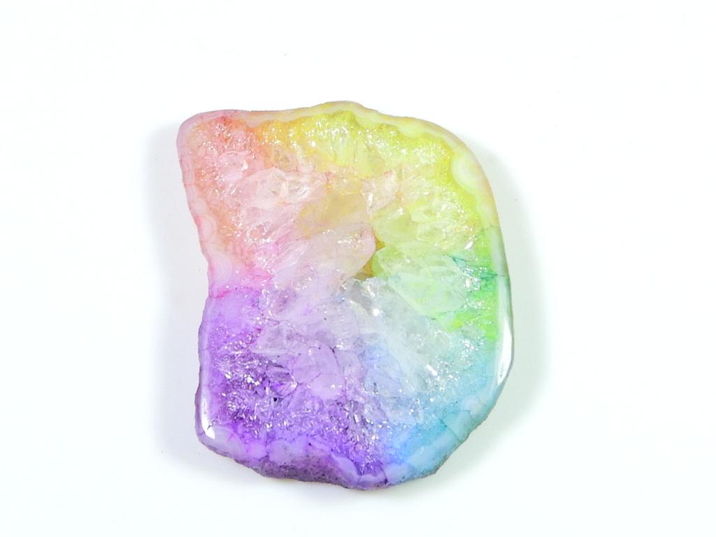 41Cts. Драгоценный камень Радужный Солнечный Кварц Окрашенный Друзи Агат Срез 25X32X05 ММ SK-1071