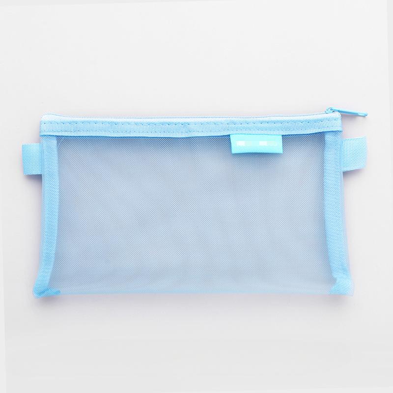 Simple Transparent Mesh Portable Large-capacity Stationery Storage Bag Cosmetic Bag