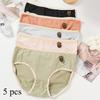 5 PCS Cotton Mid-Waist Briefs Women's Seamless Panties Girl Soft Breathable Solid Color Underwear