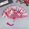 1 шт. Шелковый веер Декоративные веера Цветочный узор Танцевальная кисточка Винтажный складной веер Ручной веер