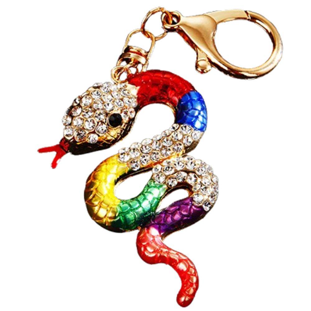 Fortune Rhinestone Snake Keychain Exquisite Women's Bag Pendant Cute Snake Lucky Pendant  Couple
