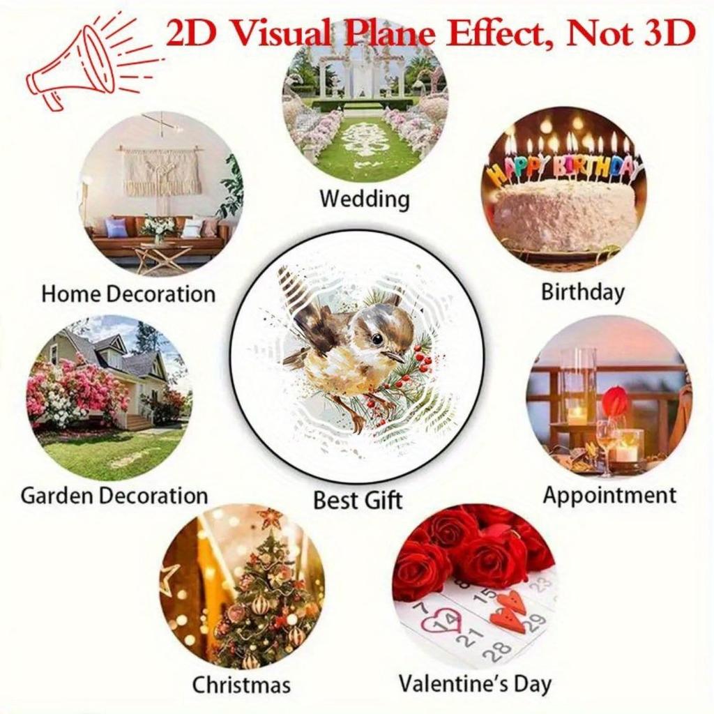 Металлический колокольчик ветра с вращающейся сосновой веткой и дизайном птицы, деревенский декор для улицы, сада, патио, не требует батареек, праздничный подарок