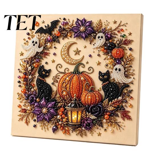 Unique Halloween Party Giveaways Faux Pearl Painting Kit, Cute Ghost 3D Art DIY Easy for Craft Enthusiasts Kit Adults, Christmas Home Festive