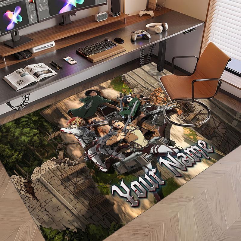 Custom Name Crystal Velvet Rug,Attack on Titan Comfortable Anti Slip Floor Mat For Room Decoration