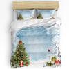 Christmas Tree Gifts Santa Claus Bells Snowflakes 3pcs Bedding Set For Bed Home Textile Duvet Cover Quilt Cover Pillowcase