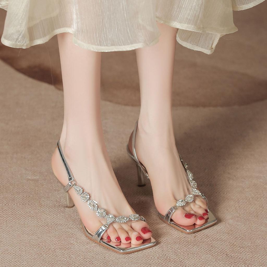 H8123-2 Красивые босоножки на высоком каблуке с легким ароматом, золотистые летние босоножки, серебряные туфли принцессы, весенние и летние босоножки