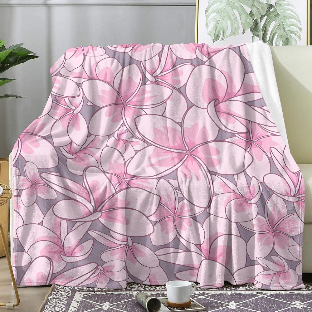 Plumeria Throw Soft Flannel AC Blanket Lightweight Summer Nap Throw Cozy Blanket for Sofa Bed Travel Home