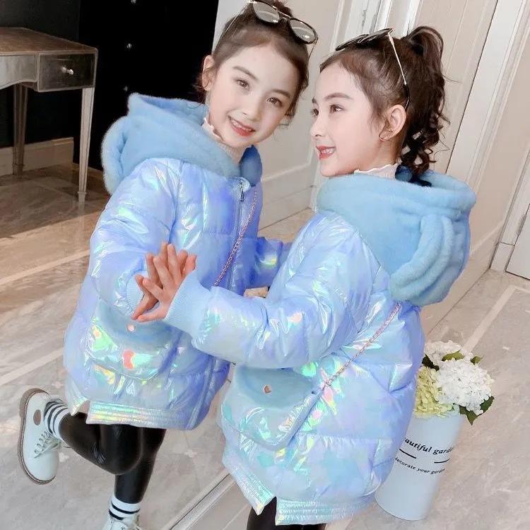 2023 Girls Padded Cotton Clothes Medium and Large Children Send Bags Korean Style Thick Warm Jacket