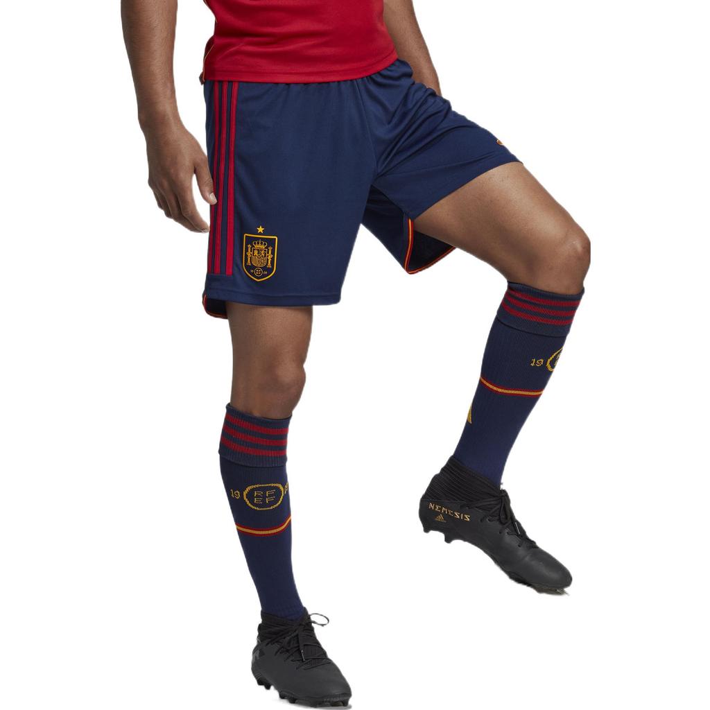 Adidas Spanish National Team Striped Embroidered Soccer Shorts Men Bottoms Navy-Blue HE2022