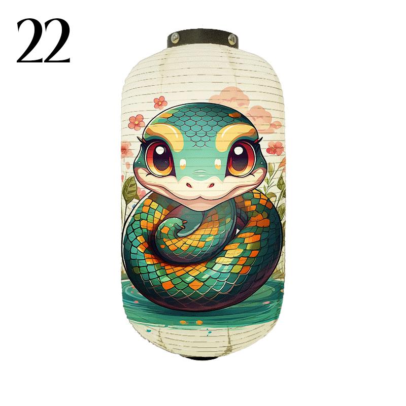 Японский Стиль Тканевый Фонарь Маскоты Новогоднего Фестиваля Зодиакальная Змея Принт Фонарь Магазин Суши Бистро Ресторан Декор Украшения