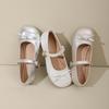 Женские туфли Мэри Джейн с французским бантом, летняя новинка 2025 года, с круглым носком, на нежном толстом каблуке, удобные для работы, маленькие кожаные туфли