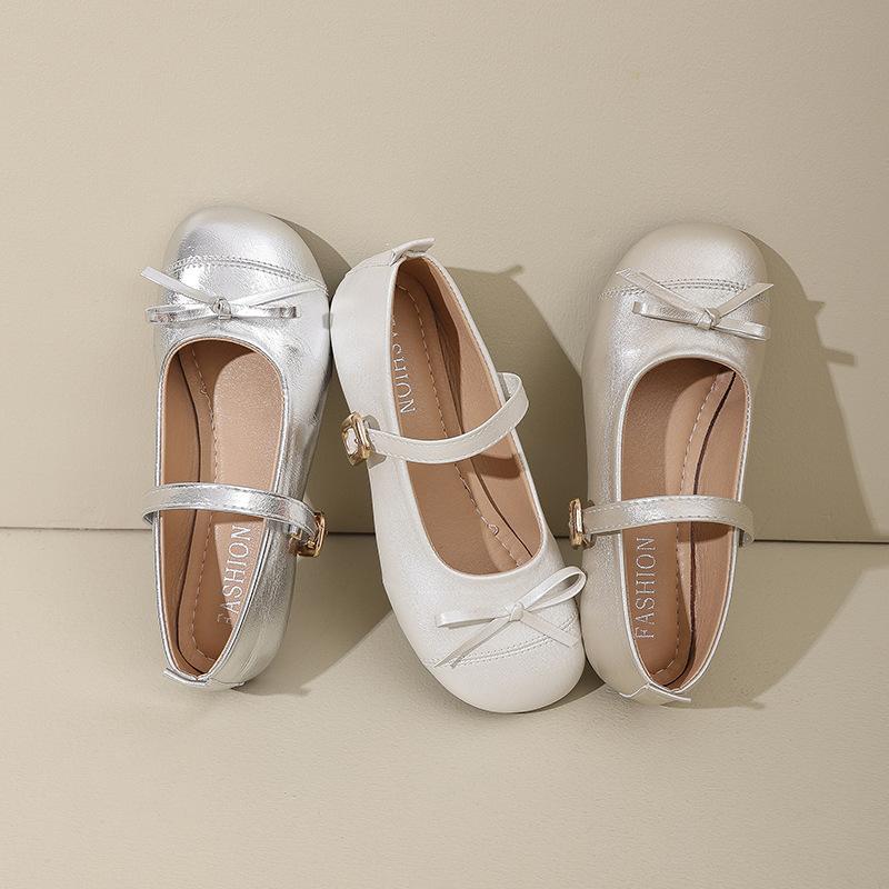 Женские туфли Мэри Джейн с французским бантом, летняя новинка 2025 года, с круглым носком, на нежном толстом каблуке, удобные для работы, маленькие кожаные туфли
