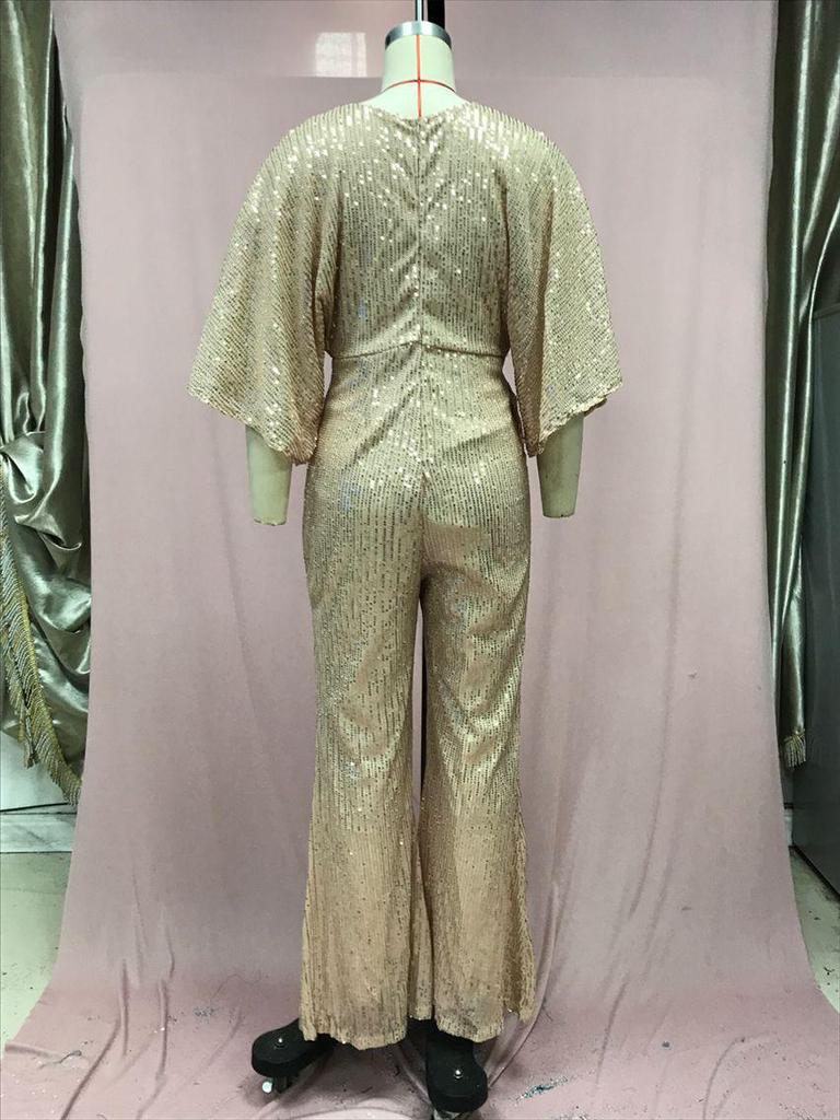 Женский комбинезон с глубоким V-образным вырезом и открытой спиной в европейском и американском стиле 2025 года 