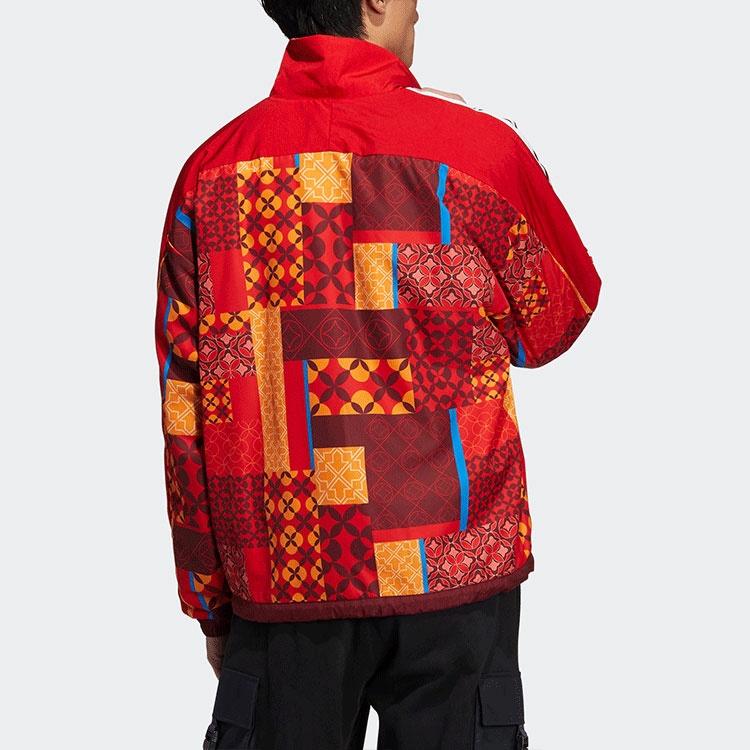 adidas Originals CNY AOP JKT Новогодняя версия Согревающий Двусторонний Воротник-стойка логотип Спортивная куртка Красный Мужская HD0317