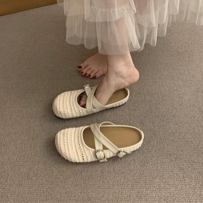 Плетеная по диагонали полая дышащая сумка-голова, полуприлегающая женская верхняя одежда, весна и лето 2025, новая, толстая мягкая подошва, крутые шлепанцы