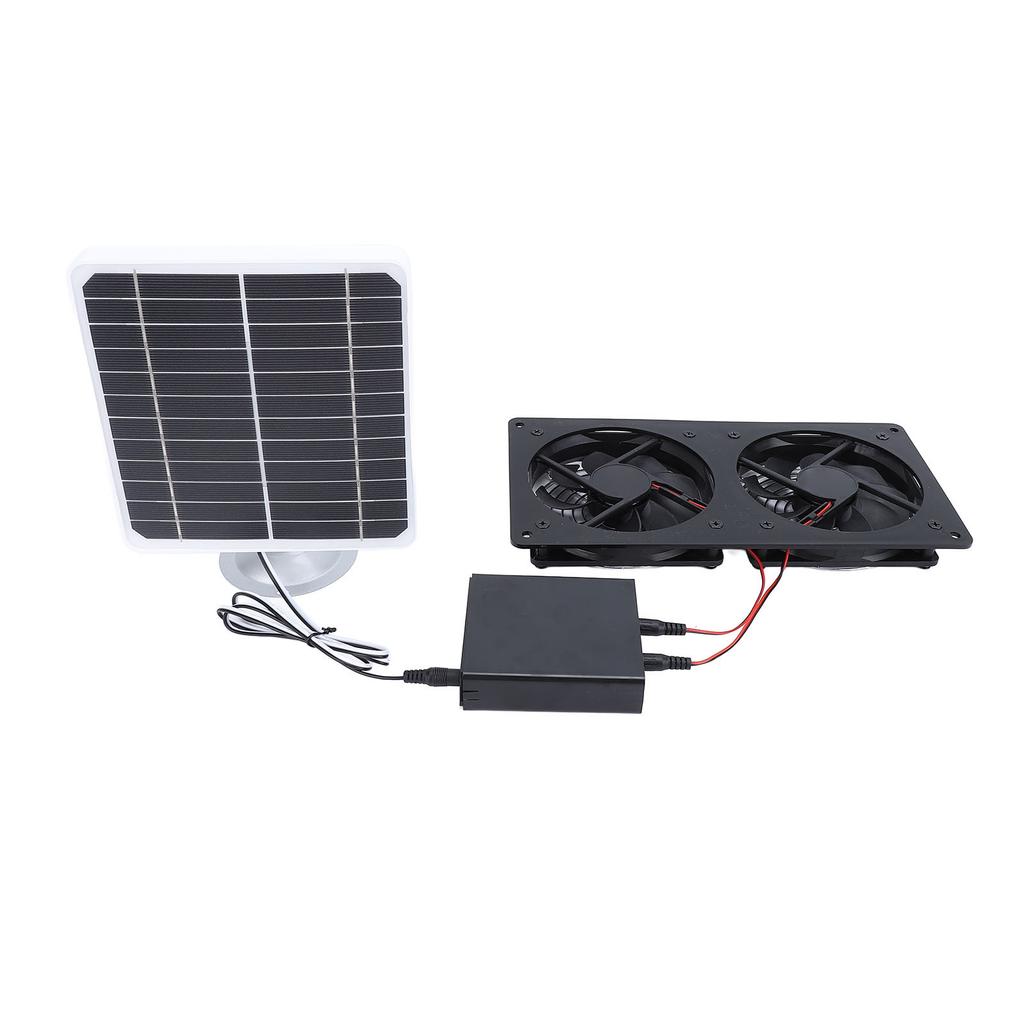 Solar Exhaust Fan IPX7 Waterproof Safe 20W Solar Panel Ventilation Fan with Energy Storage Box for Chicken Coop Pet