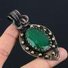 Lab-Created Emerald Gemstone Pure Copper Wire Wrapped Handmade Jewelry Pendant