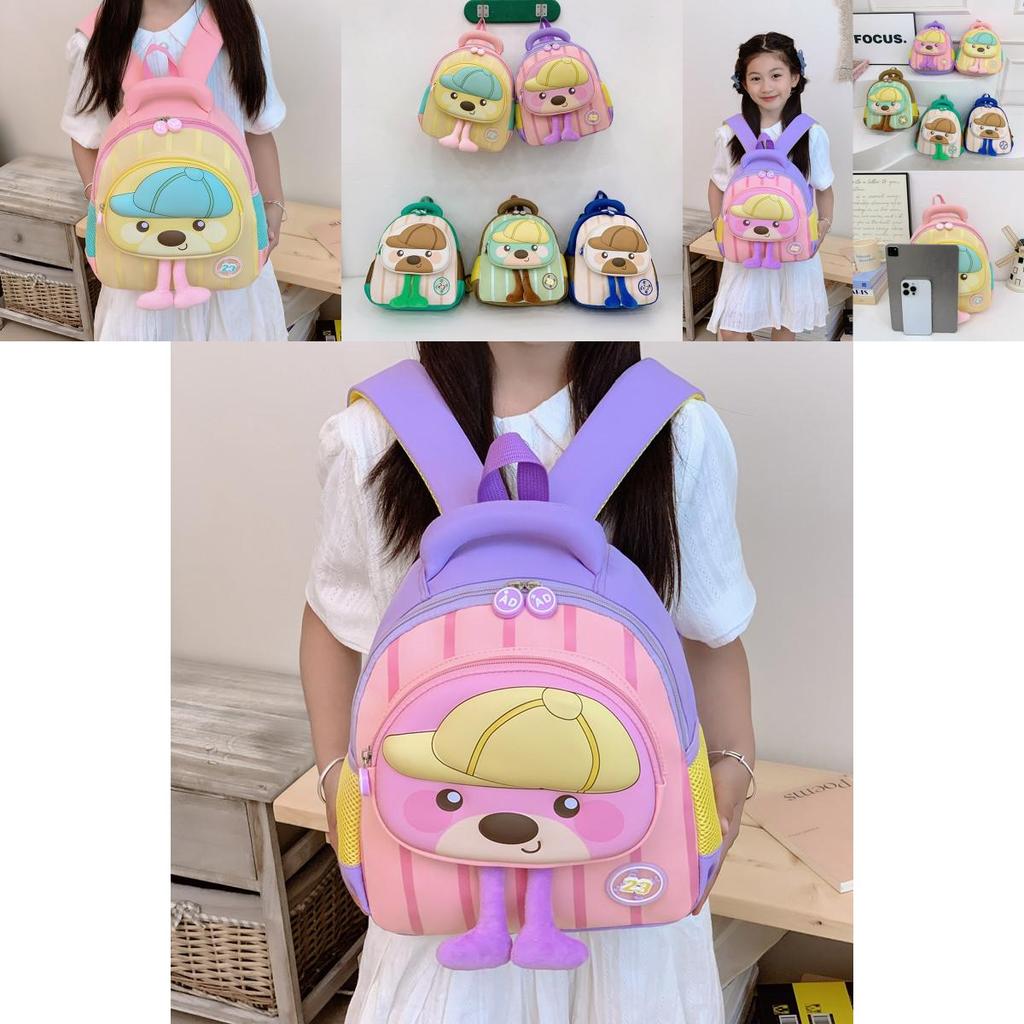 Cartoon Childrens Backpack With Animal Pattern And Padded Shoulder Straps For Kindergarten School Use
