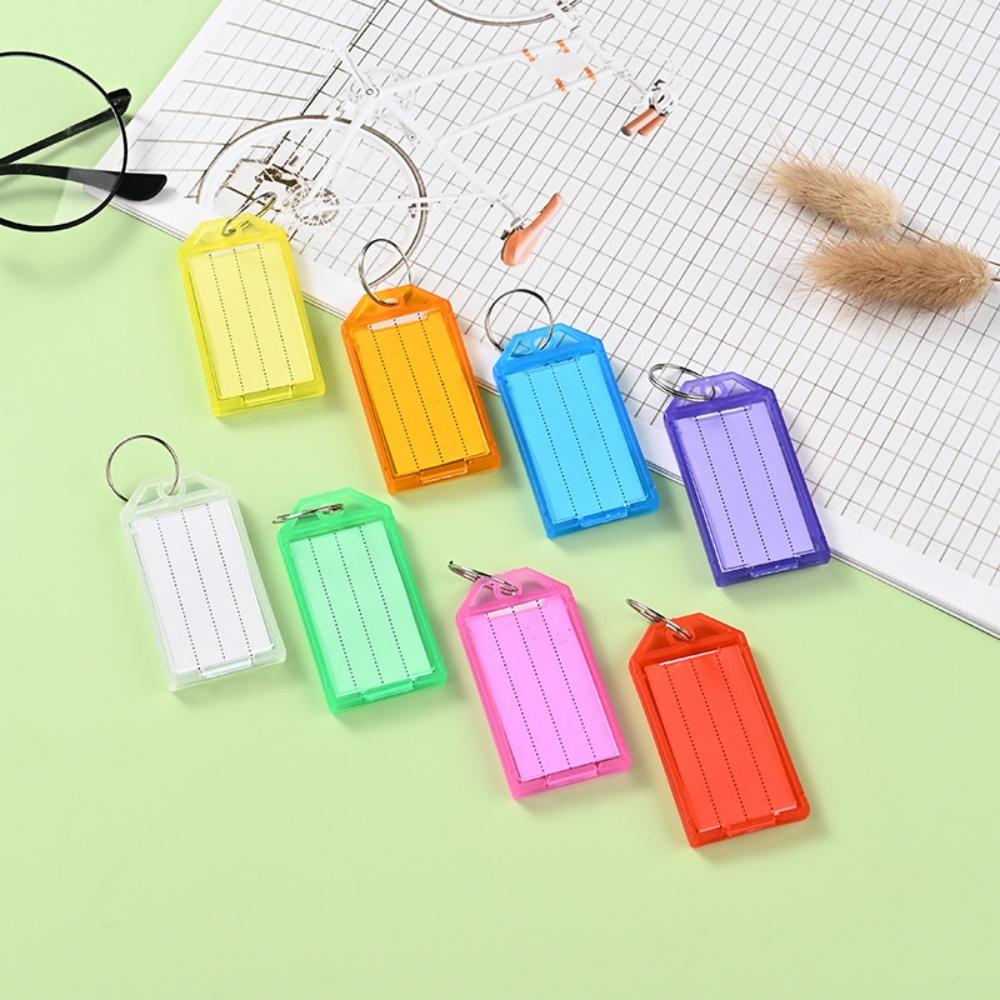 8 PCS Plastic Key Tags With Rings And Tags Lined Blank Paper Key Tags 8 Colors For Women Men Jewelry Accessories