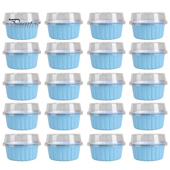 20Pcs Tinfoil Box with Lid Reusable Disposable Round Food Grade Non-Stick Oven Safe Cupcake Container Aluminum Foil Bowl Baking Mold Kitchen Supplies