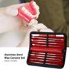 Stainless Steel Wax Carvers Set Double Ended Wax Carver with Storage Case 10pcs Dental Waxing Tool