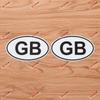 Set of 2 Glossy GB Oval Country Code Great Britain UK British Vinyl Sticker
