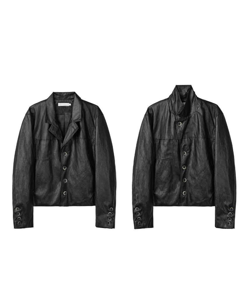 PARADIGMFILM [Ep.03] Sleek Leather Crop Blazer (Black)