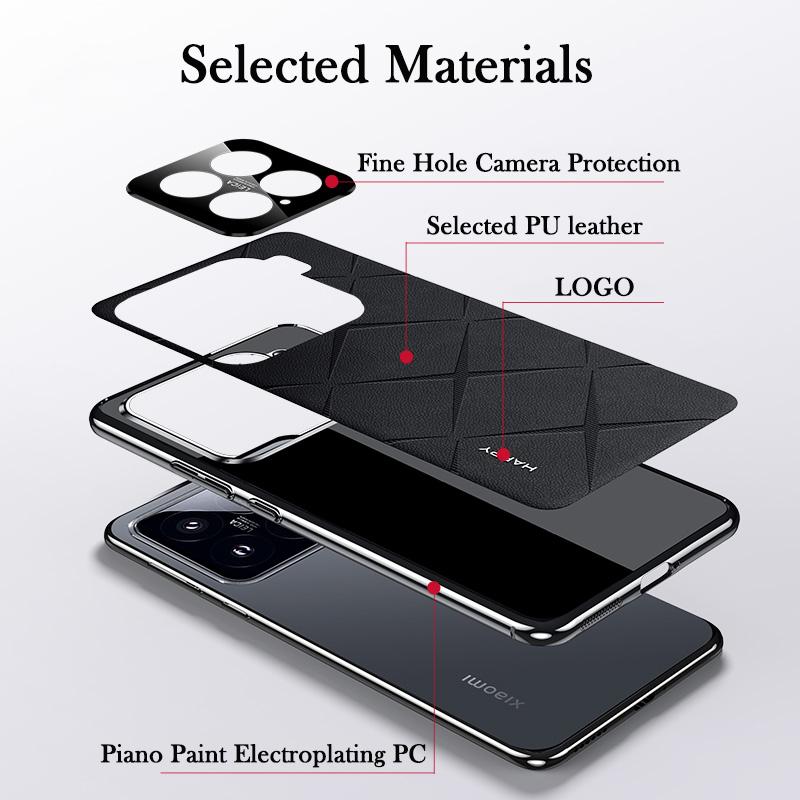 KEYSION Grid Pattern PU Leather Case for Xiaomi 15 5G Plating PC Camera Lens Protection Phone Back Cover for Xiaomi 15 Pro 5G