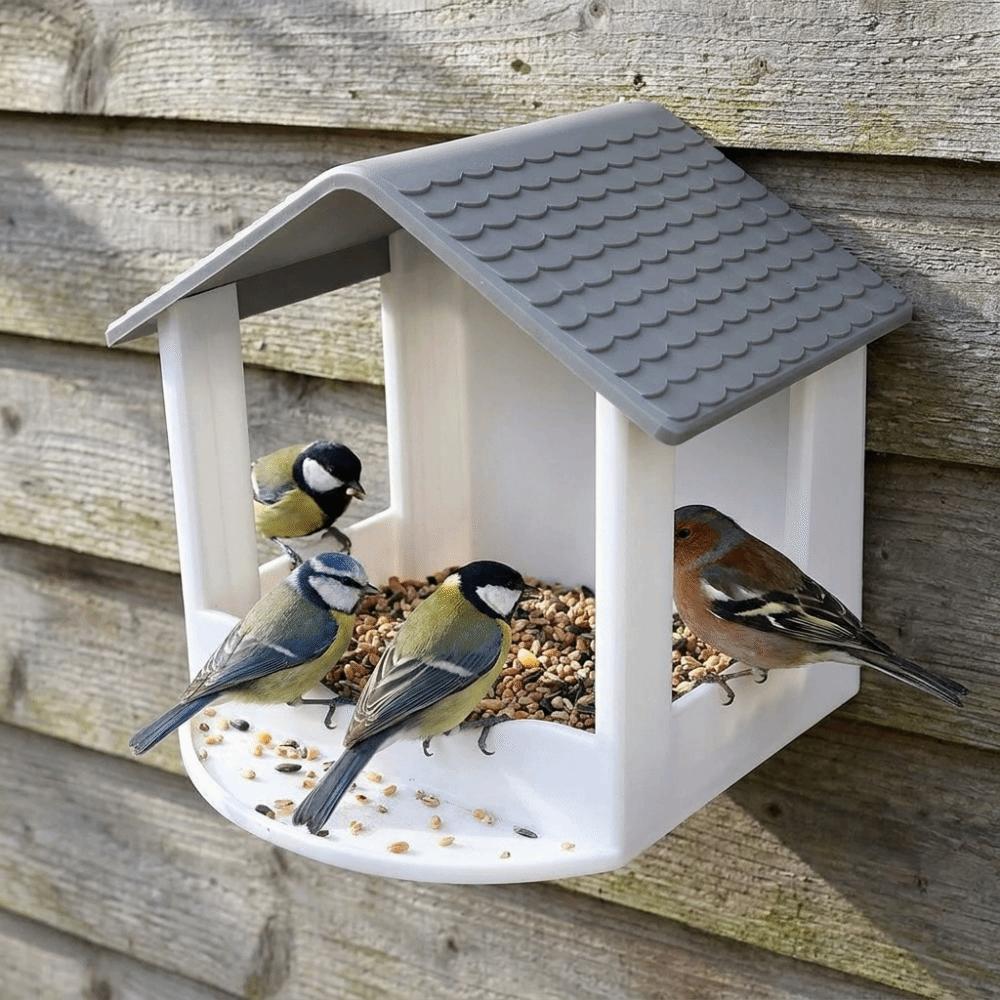 Rainproof Wall Hanging Bird Feeder House Shape Bird Feeding Station Wild Bird Feeder Backyard