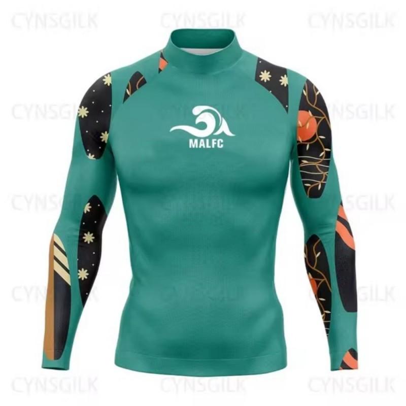 Mens UPF 50 Rash Guard Long Sleeve Swim Shirt Surfing Diving Snorkeling Water Sports Quick Dry Bamboo Fiber