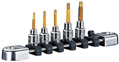 Набор торцевых головок-бит Torx Kyoto Machinery Tools Nepros 5 штук NTQ4T05A (КТК) 6.3mm (1/4 дюйма) Т-образный