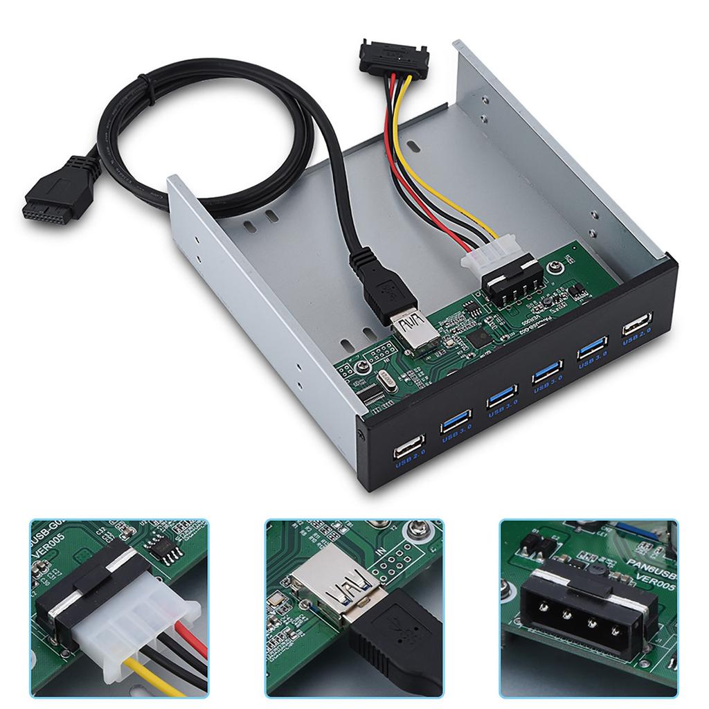 19-контактный разъем для 4 * USB3.0 + 2 * USB2.0 6 Интерфейсный USB-концентратор с металлической передней панелью