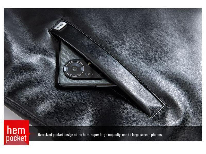 Комплект: кожаная куртка и брюки: На флисовой подкладке, ветрозащитный, водонепроницаемый, маслостойкий - Идеально для водителей и работников доставки зимой