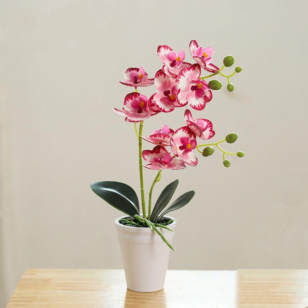 Яркая искусственная орхидея бонсай в горшке Real Touch искусственная орхидея цветочный сад украшение дома
