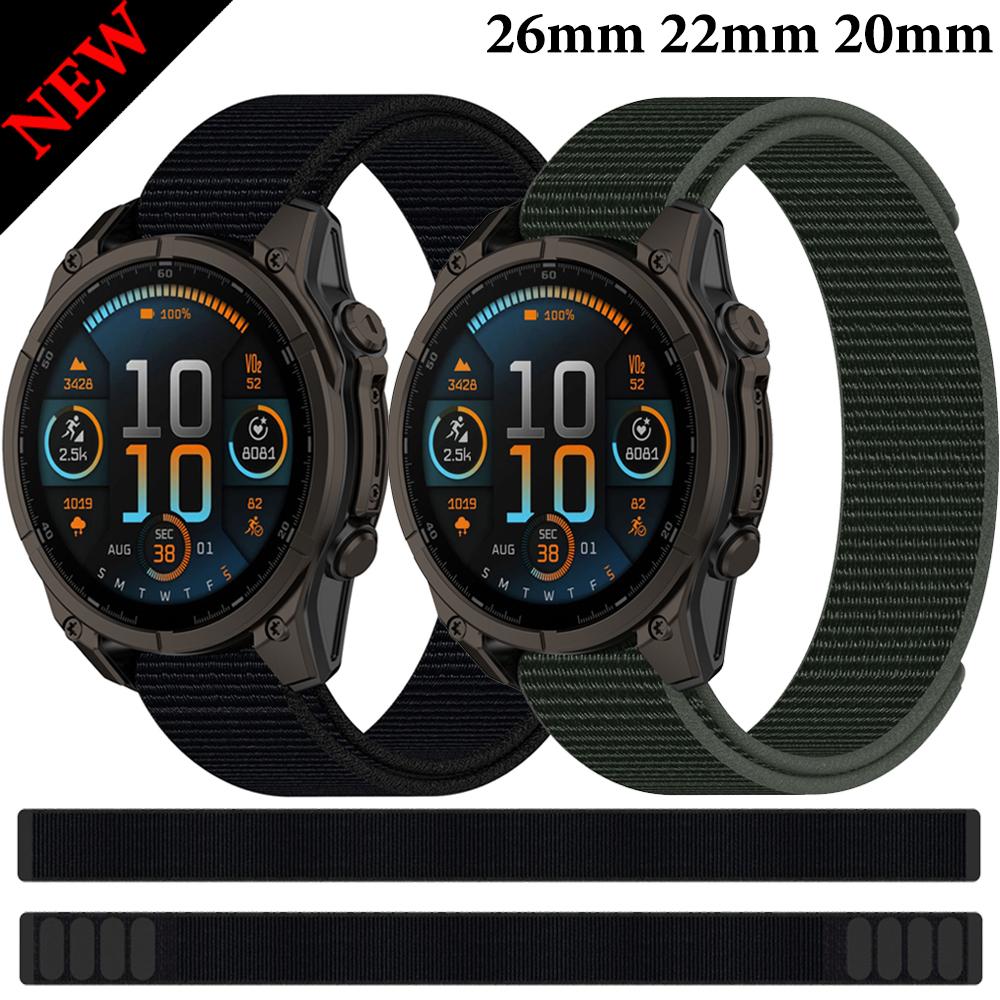 26 мм 22 мм 20 мм Нейлоновый ремешок на липучке для Garmin Fenix 8 Спортивный браслет Наручный ремешок Fenix E 7X Enduro3/Quatix7 Pro Forerunner 965