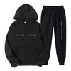 Men's Trendy Fleece Hoodie Set - Casual Autumn/Spring Sweatshirt with Print
