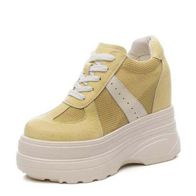 Мода 11 см Воздушная сетка Микрофибра Кожа Платформа Тапочки на танкетке Высокий Бренд Женские Сандалии Дышащие Балетки Массивные Кроссовки Полые Повседневные Туфли