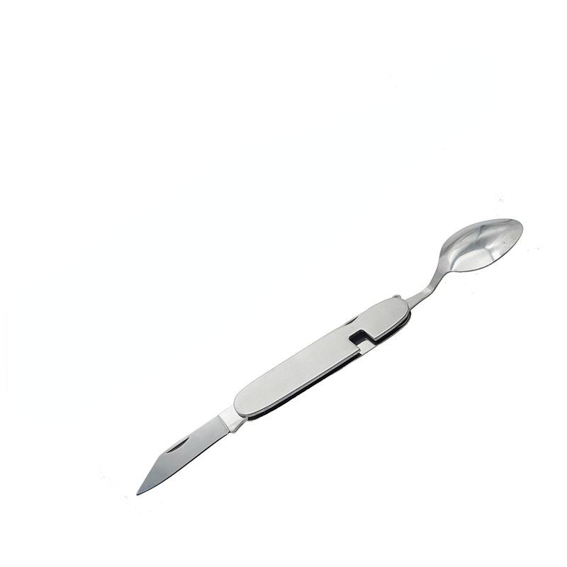 1 Pcs Outdoor Camping Tableware Folding Spoon and Fork Stainless Steel Portable Pocket Set